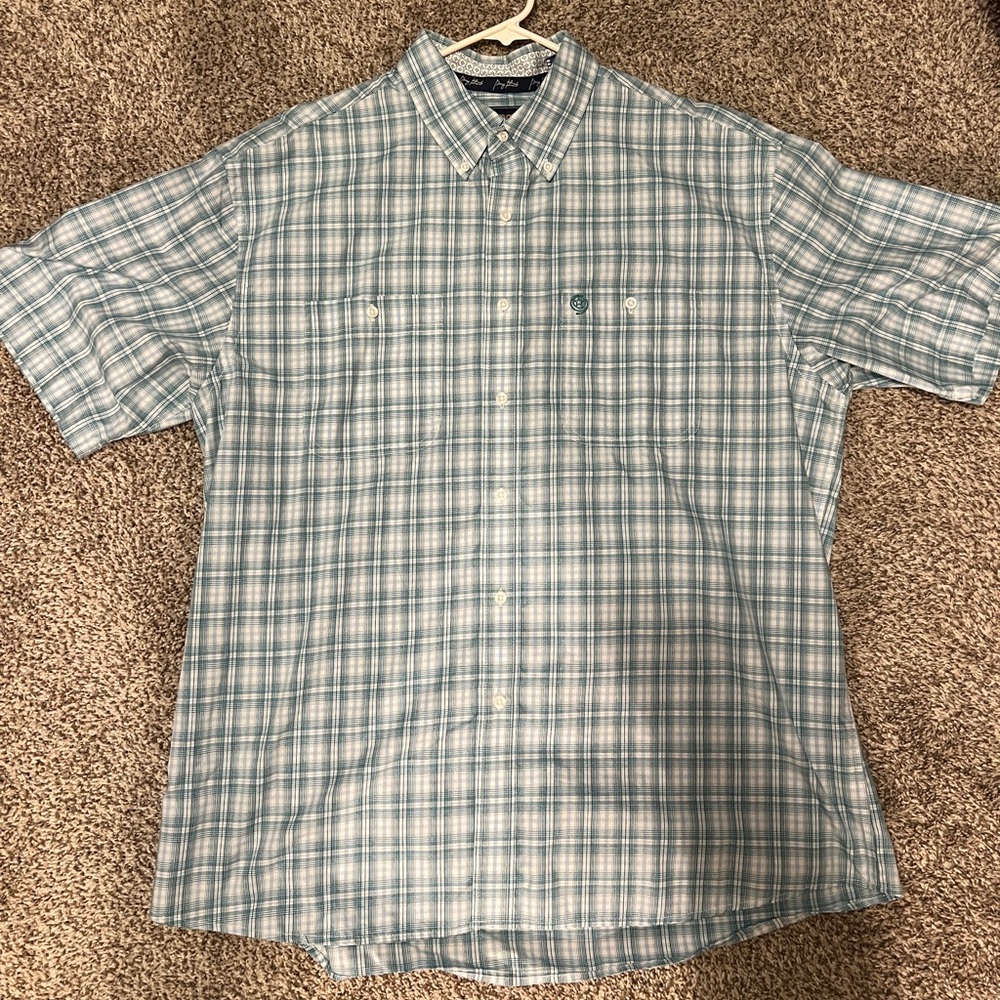 Wrangler Teal and White Checkered Shirt George Strait extra large